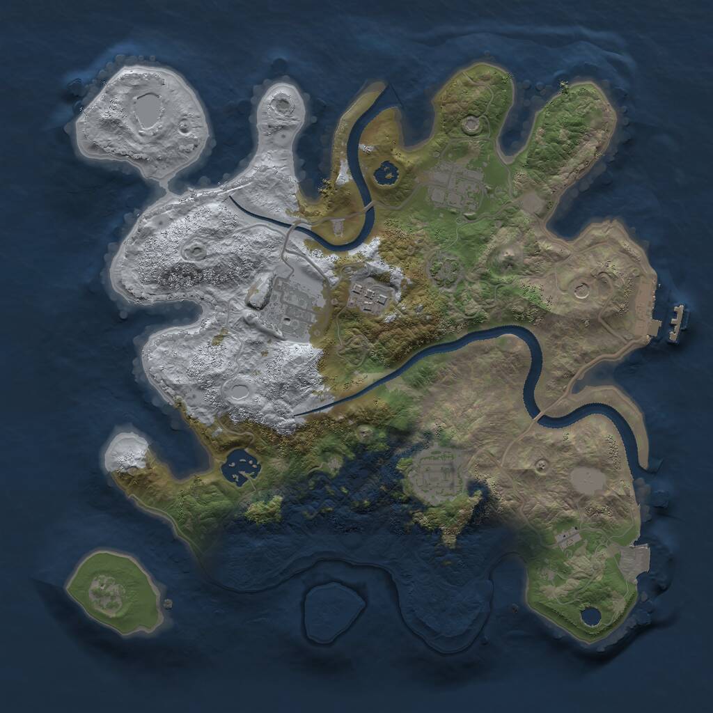 Rust Map: Procedural Map, Size: 3000, Seed: 47185, 9 Monuments