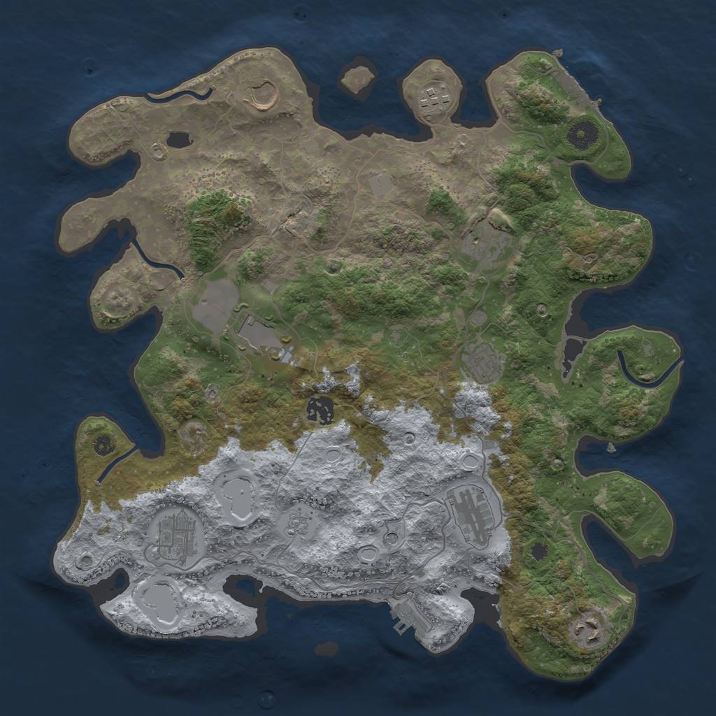 Rust Map: Procedural Map, Size: 3700, Seed: 699978341, 18 Monuments