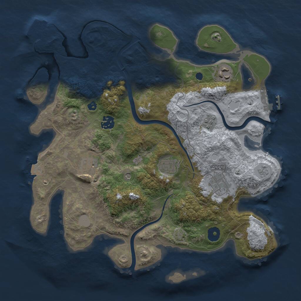 Rust Map: Procedural Map, Size: 3300, Seed: 1428349251, 12 Monuments