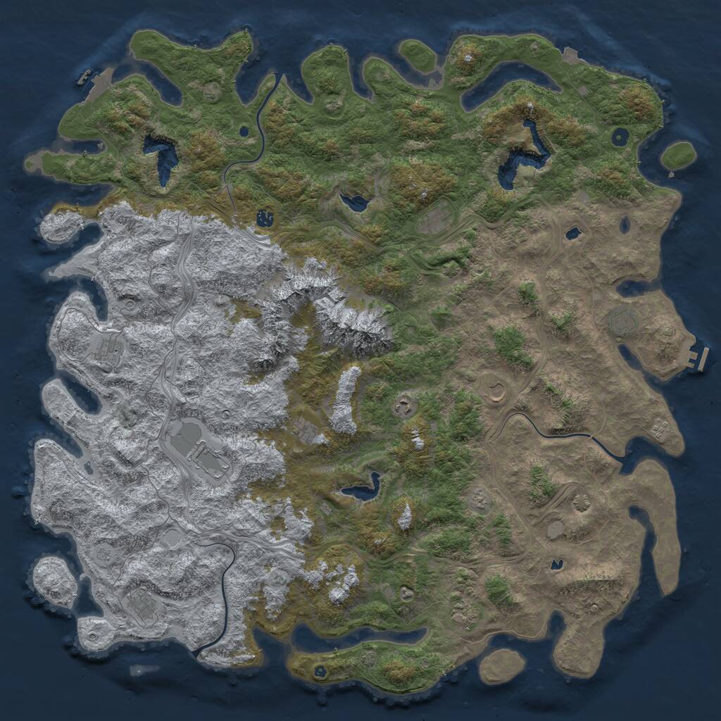 Rust Map: Procedural Map, Size: 6000, Seed: 1742178697, 17 Monuments