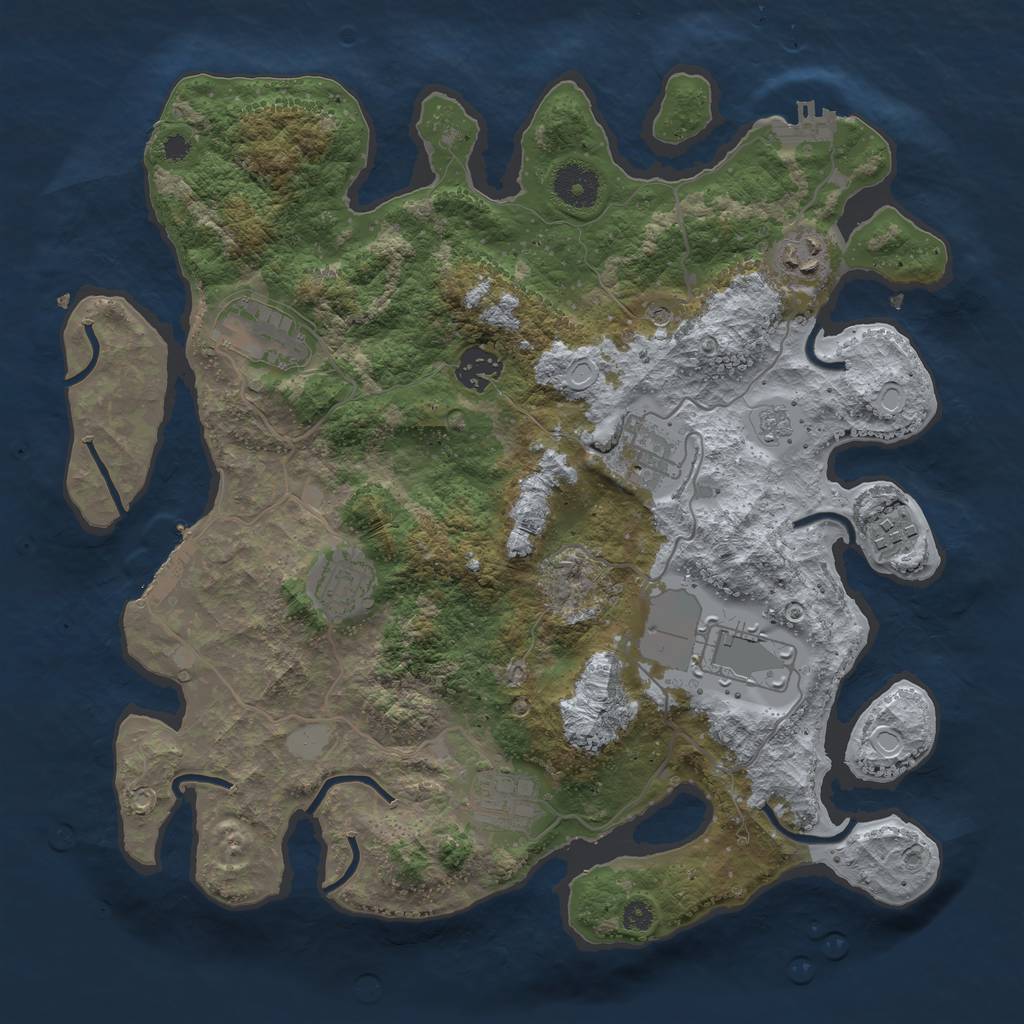 Rust Map: Procedural Map, Size: 3500, Seed: 50569423, 17 Monuments