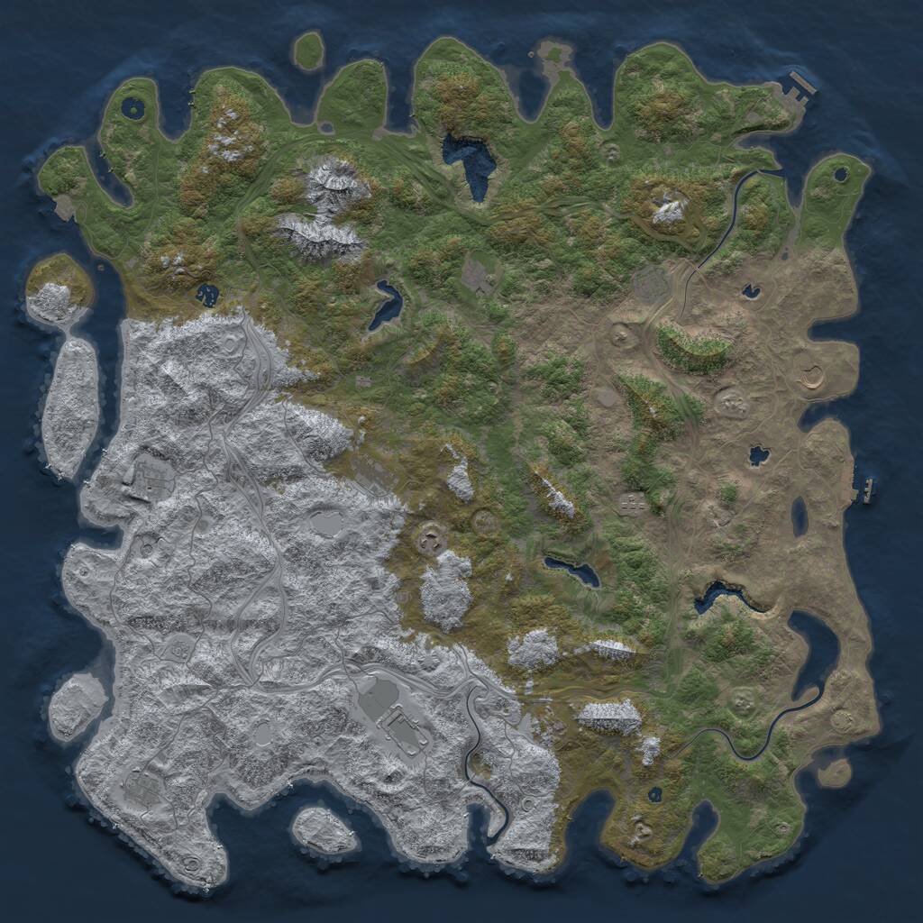 Rust Map: Procedural Map, Size: 6000, Seed: 23581321, 17 Monuments