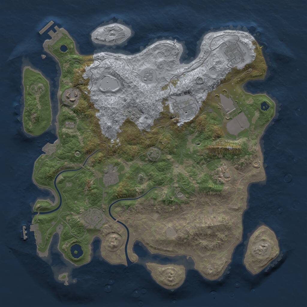 Rust Map: Procedural Map, Size: 3500, Seed: 91594620, 14 Monuments
