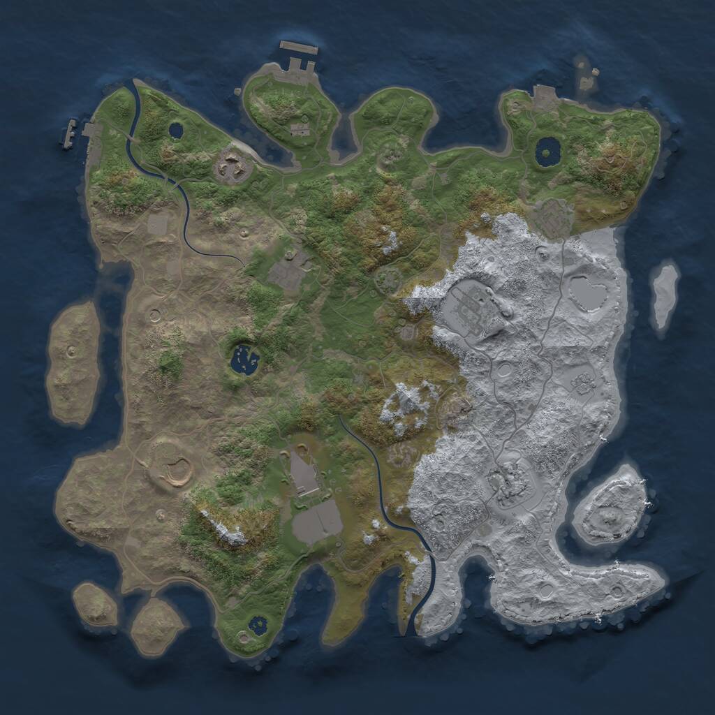 Rust Map: Procedural Map, Size: 3800, Seed: 127105524, 14 Monuments