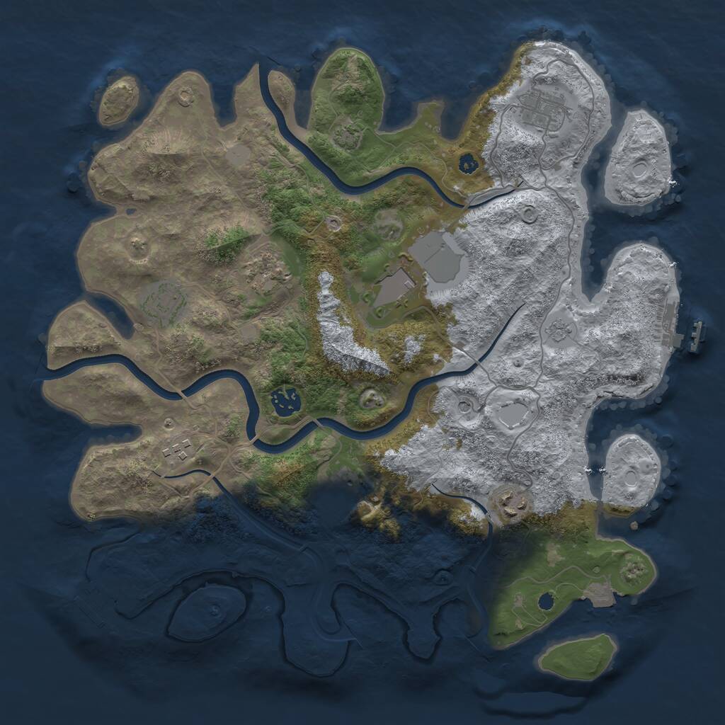 Rust Map: Procedural Map, Size: 3700, Seed: 492370107, 14 Monuments