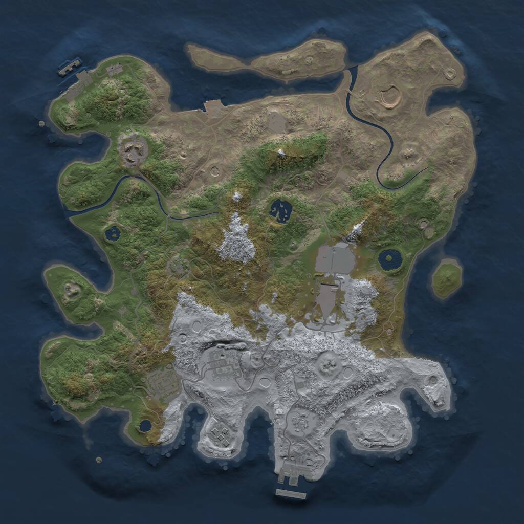 Rust Map: Procedural Map, Size: 3500, Seed: 1779490053, 13 Monuments