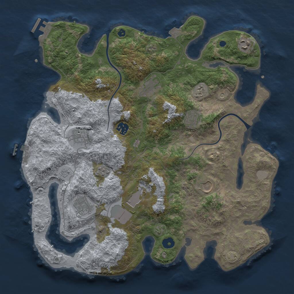 Rust Map: Procedural Map, Size: 3800, Seed: 436792629, 15 Monuments