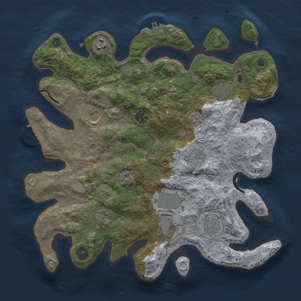 Rust Map: Procedural Map, Size: 3500, Seed: 22771418, 18 Monuments