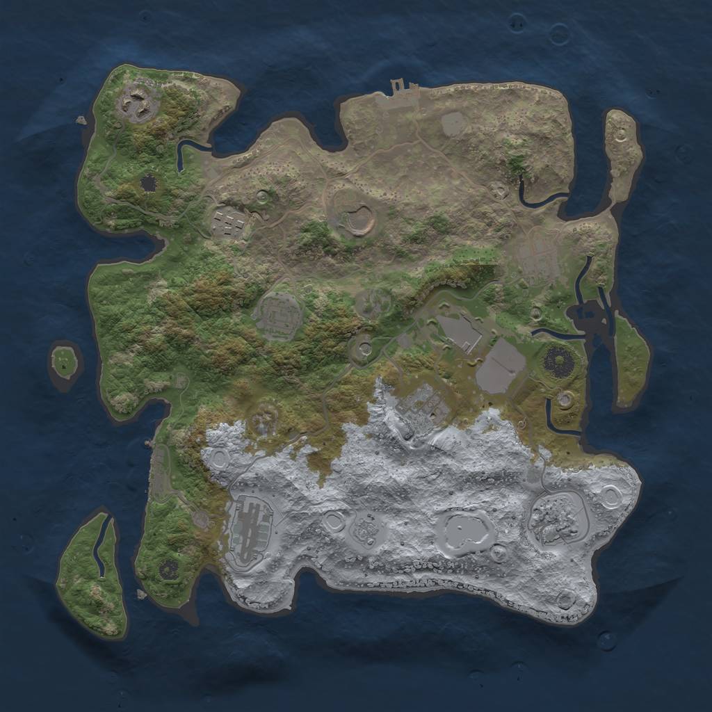 Rust Map: Procedural Map, Size: 3500, Seed: 209276553, 18 Monuments