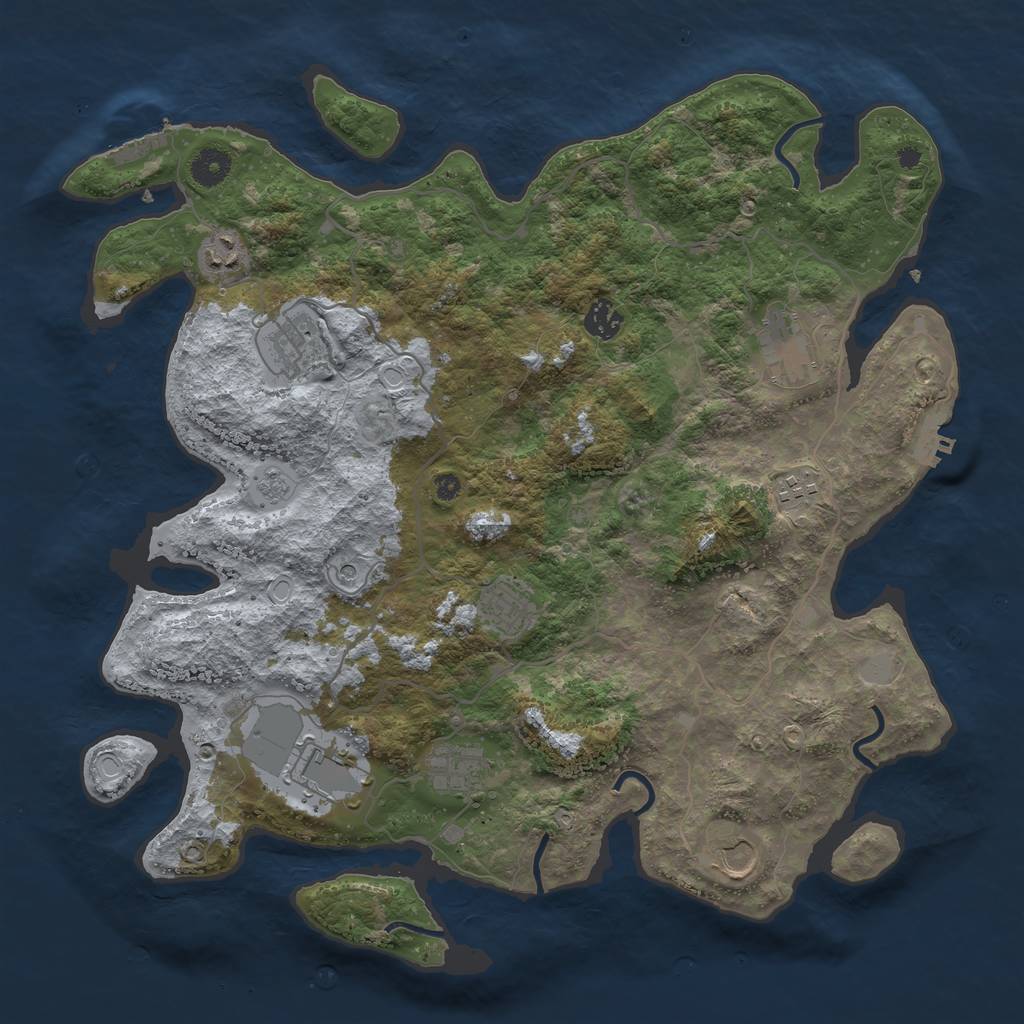 Rust Map: Procedural Map, Size: 4000, Seed: 57964, 18 Monuments