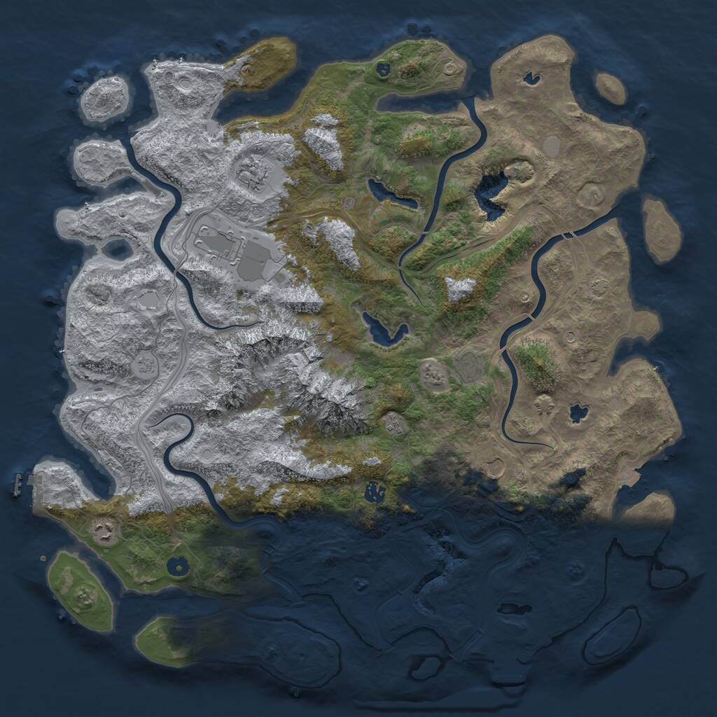 Rust Map: Procedural Map, Size: 5000, Seed: 494938, 13 Monuments