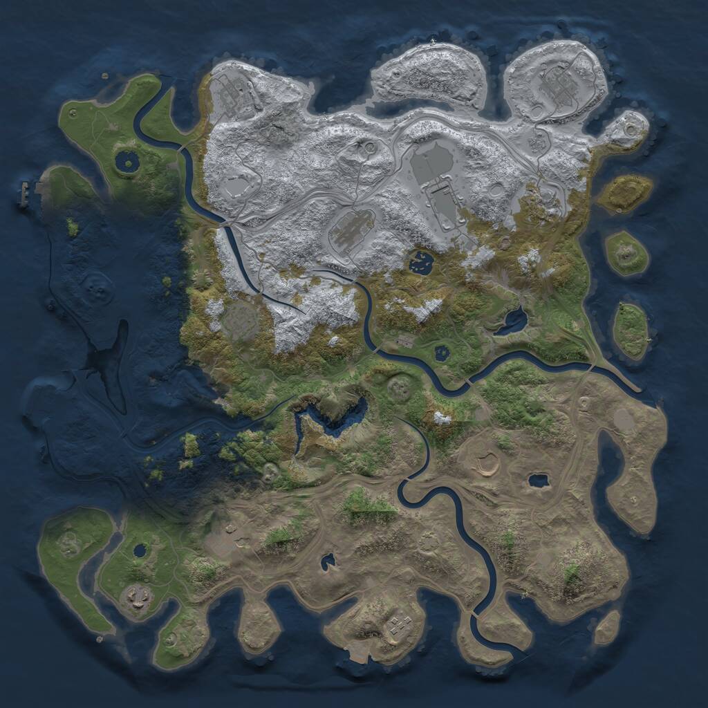 Rust Map: Procedural Map, Size: 4500, Seed: 1133287977, 17 Monuments