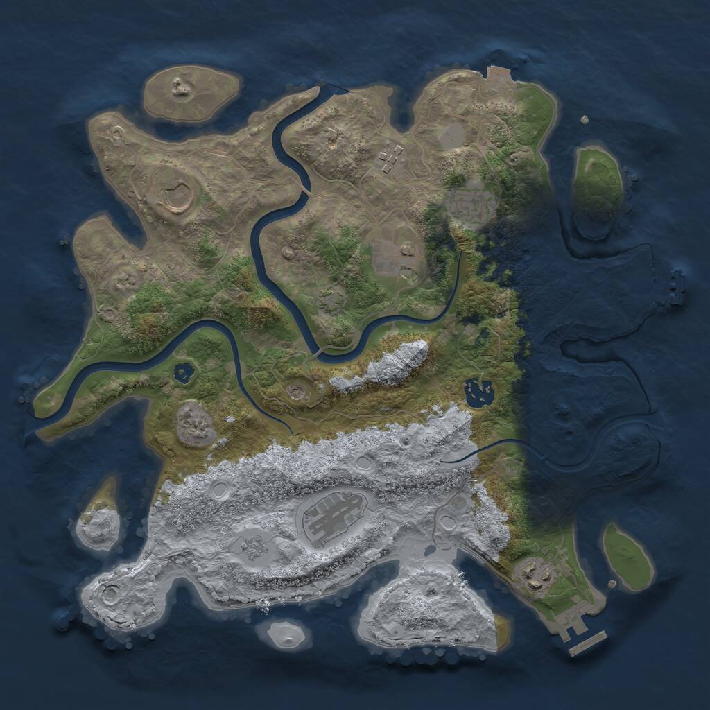 Rust Map: Procedural Map, Size: 3500, Seed: 69091566, 13 Monuments