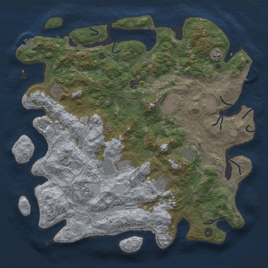 Rust Map: Procedural Map, Size: 4500, Seed: 13881, 19 Monuments