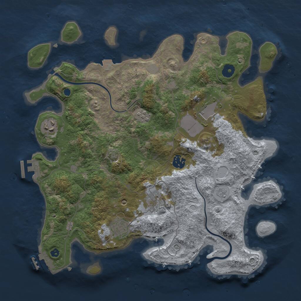 Rust Map: Procedural Map, Size: 3500, Seed: 25803344, 12 Monuments