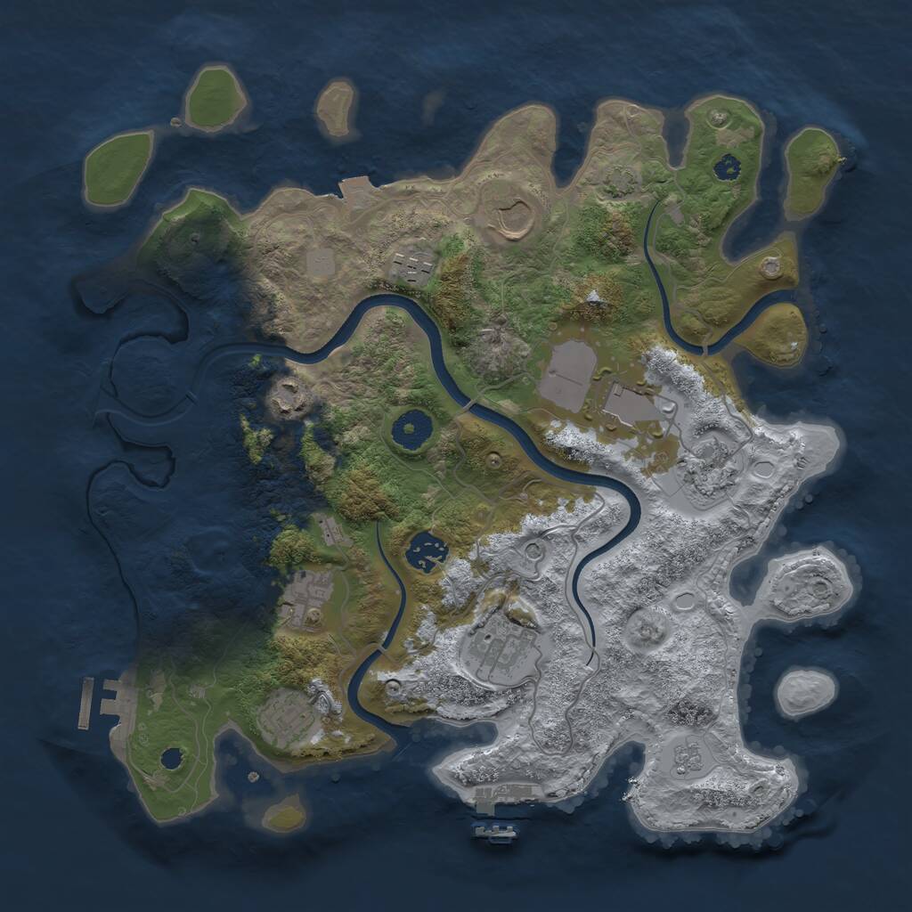 Rust Map: Procedural Map, Size: 3500, Seed: 25803344, 15 Monuments
