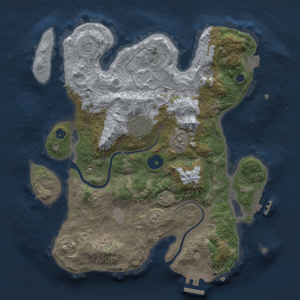 Rust Map: Procedural Map, Size: 3000, Seed: 1381866448, 7 Monuments