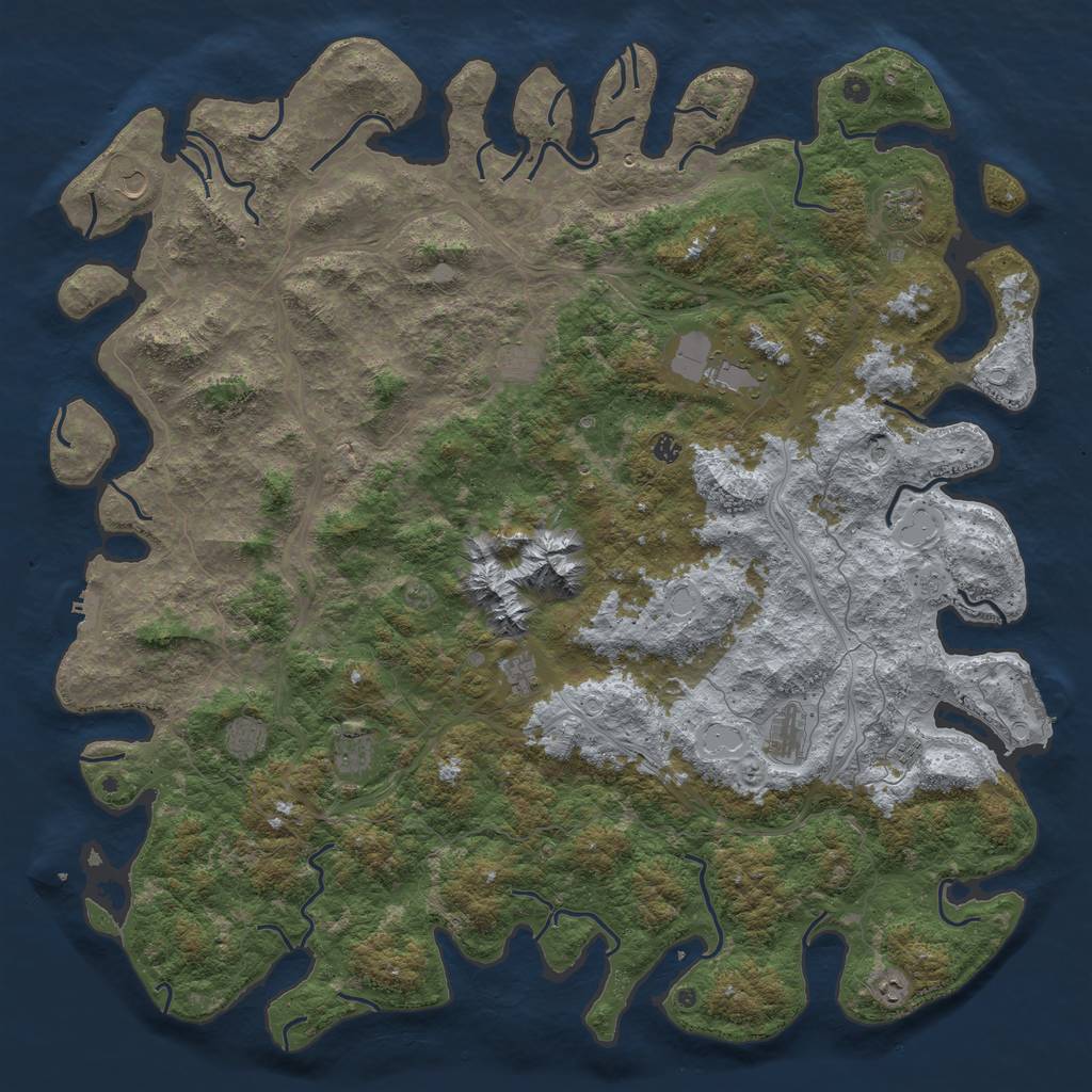 Rust Map: Procedural Map, Size: 6000, Seed: 354685, 20 Monuments