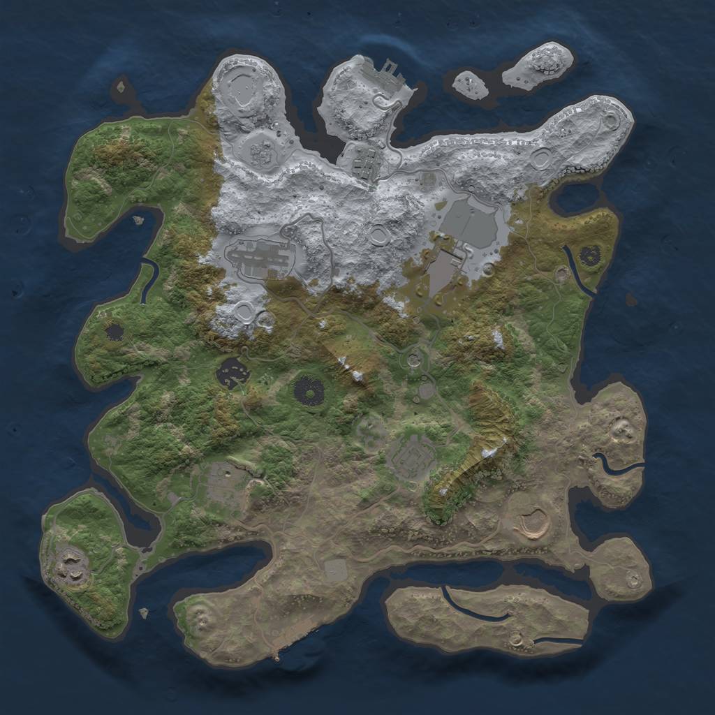Rust Map: Procedural Map, Size: 3500, Seed: 7161204, 17 Monuments