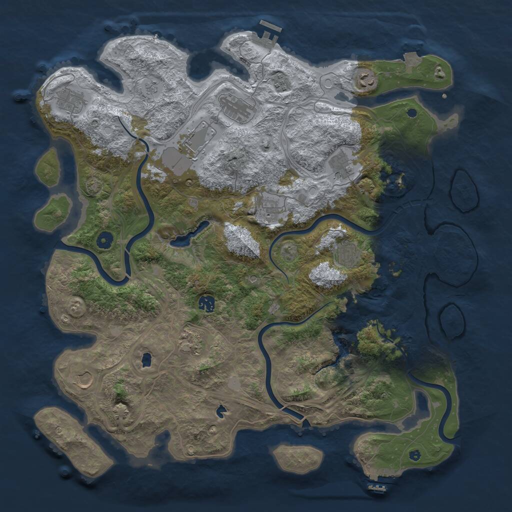 Rust Map: Procedural Map, Size: 4500, Seed: 238982101, 17 Monuments