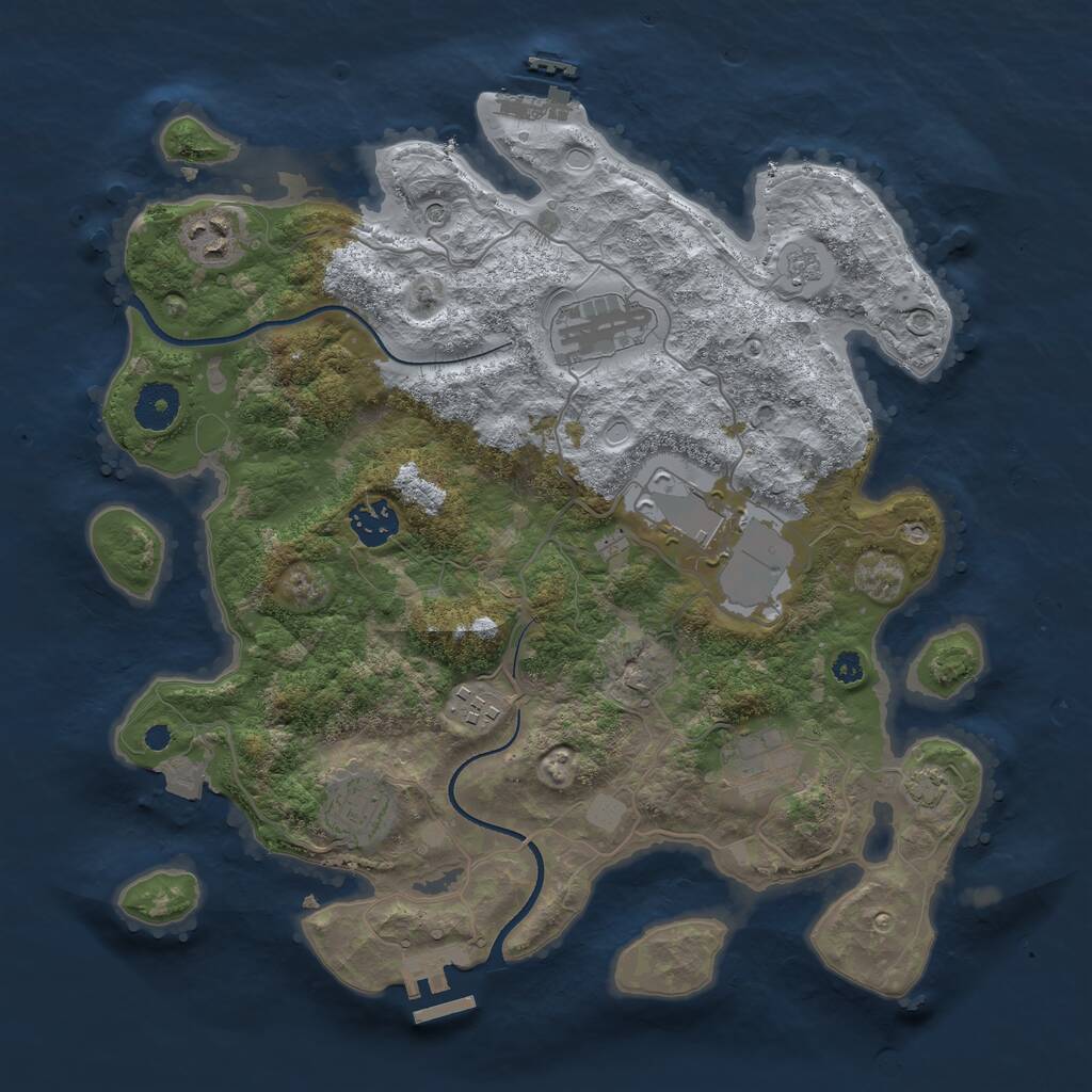 Rust Map: Procedural Map, Size: 3500, Seed: 38147910, 13 Monuments
