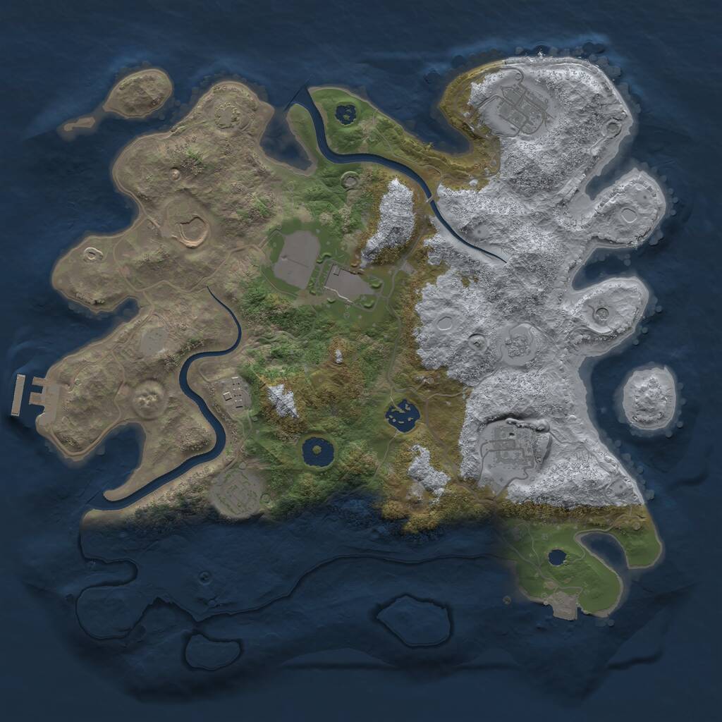 Rust Map: Procedural Map, Size: 3500, Seed: 1212237, 12 Monuments
