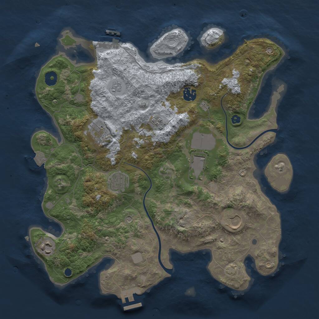 Rust Map: Procedural Map, Size: 3500, Seed: 46872, 13 Monuments