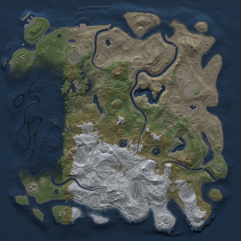 Rust Map: Procedural Map, Size: 4500, Seed: 84026, 16 Monuments