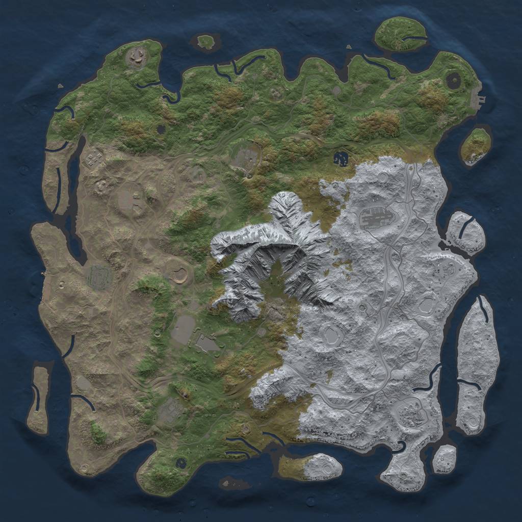 Rust Map: Procedural Map, Size: 5000, Seed: 296855200, 20 Monuments