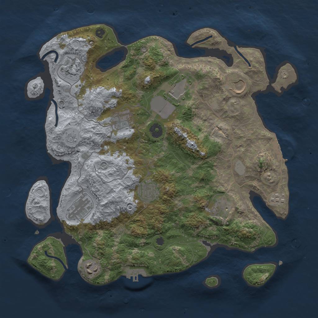 Rust Map: Procedural Map, Size: 3500, Seed: 1883285205, 18 Monuments