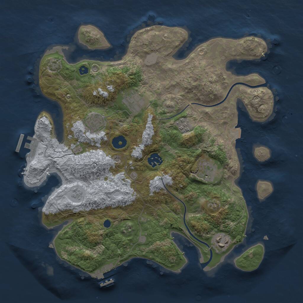 Rust Map: Procedural Map, Size: 3300, Seed: 1025049322, 12 Monuments