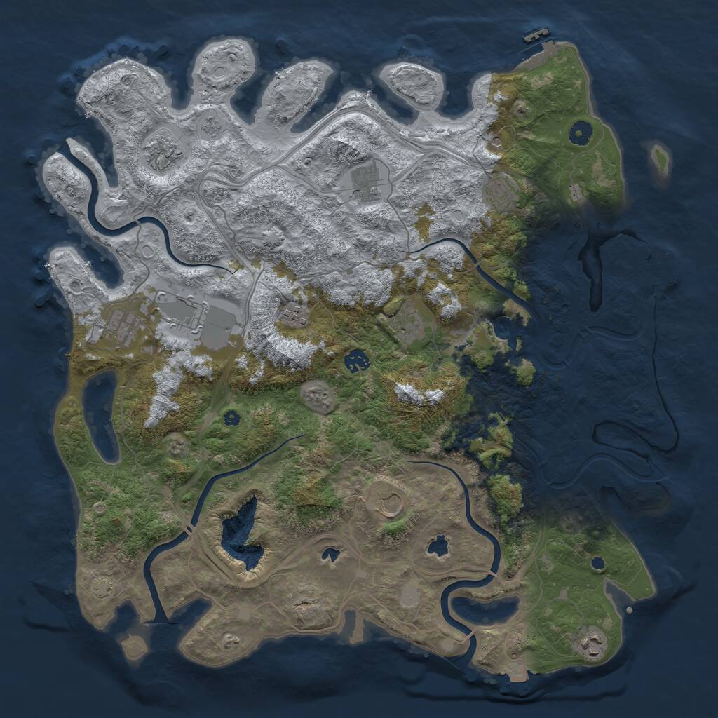 Rust Map: Procedural Map, Size: 4500, Seed: 1228812445, 16 Monuments