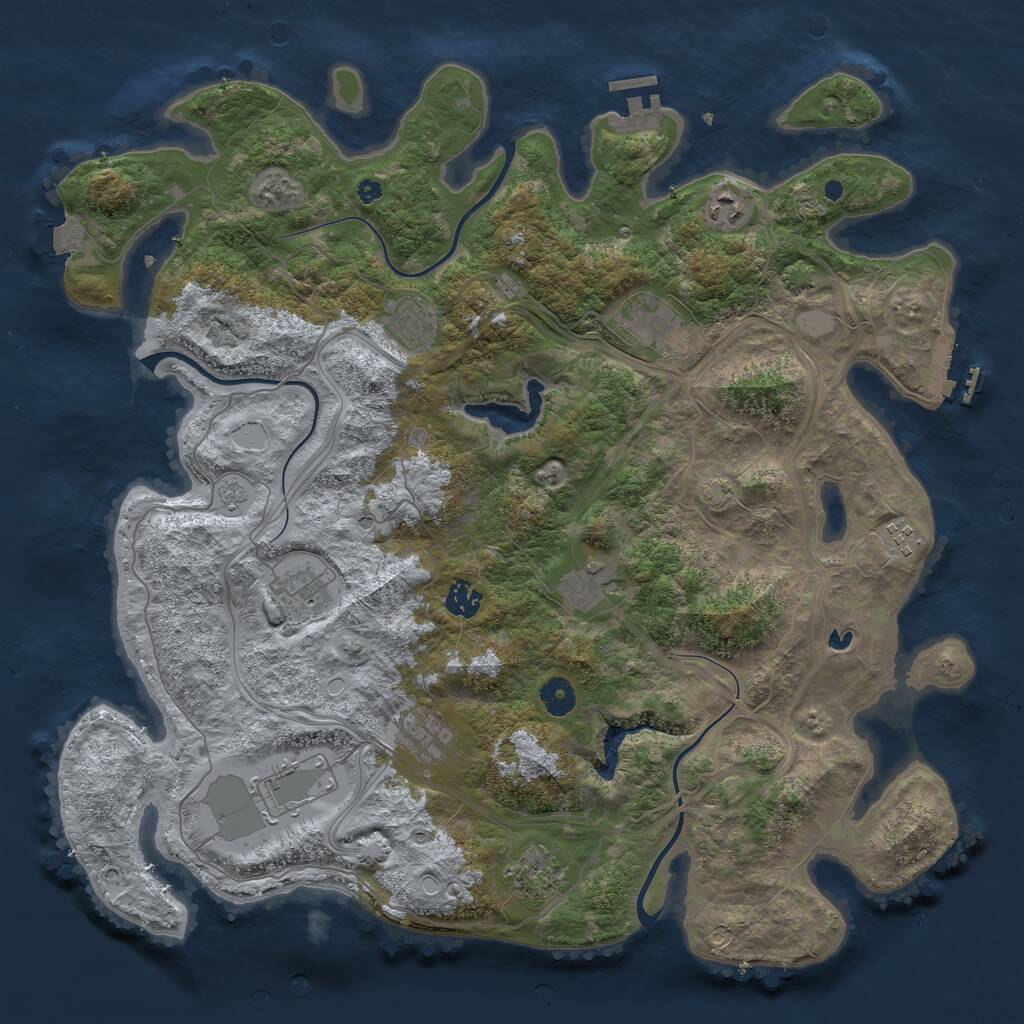 Rust Map: Procedural Map, Size: 4250, Seed: 1892651378, 16 Monuments