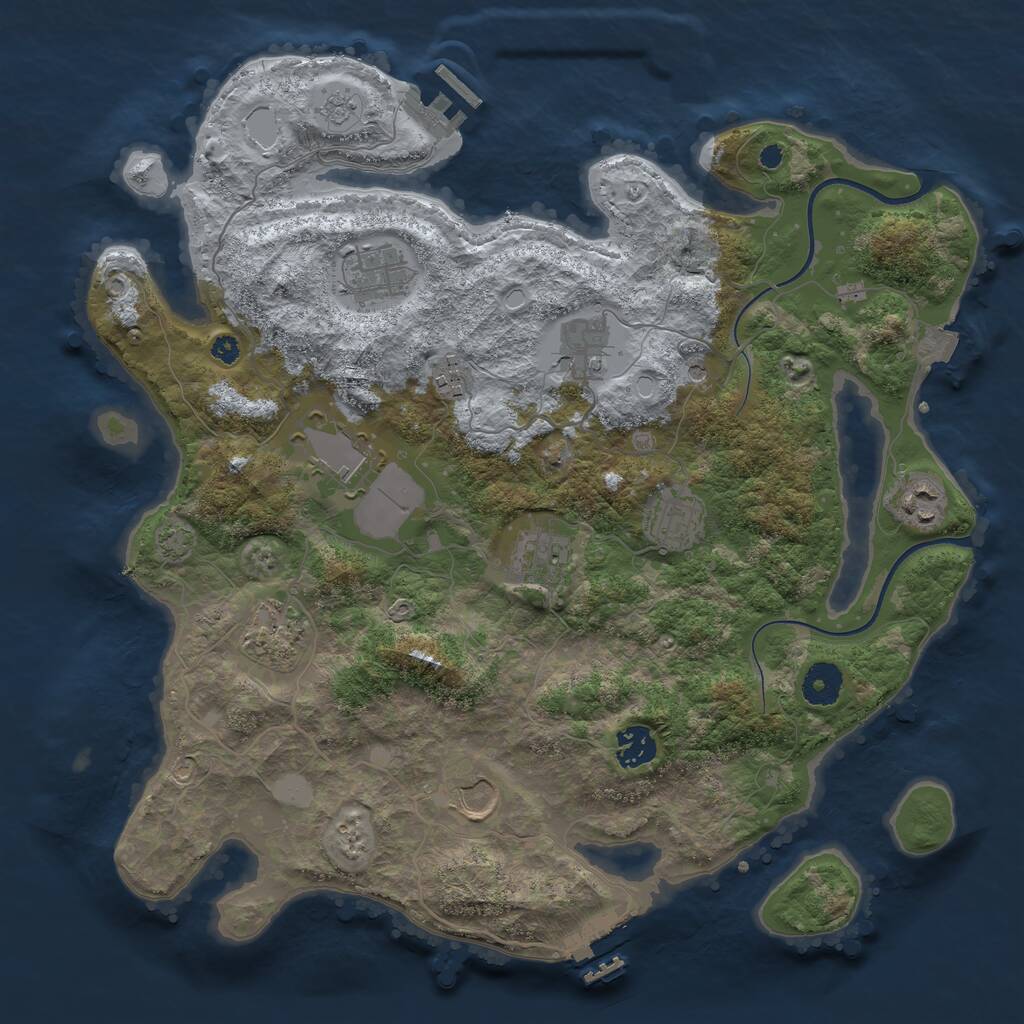 Rust Map: Procedural Map, Size: 3700, Seed: 422028437, 16 Monuments