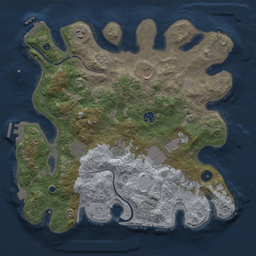 Rust Map: Procedural Map, Size: 3500, Seed: 107113732, 14 Monuments