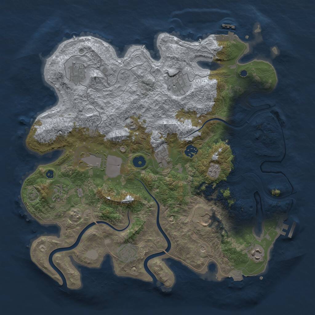 Rust Map: Procedural Map, Size: 3850, Seed: 29144867, 16 Monuments