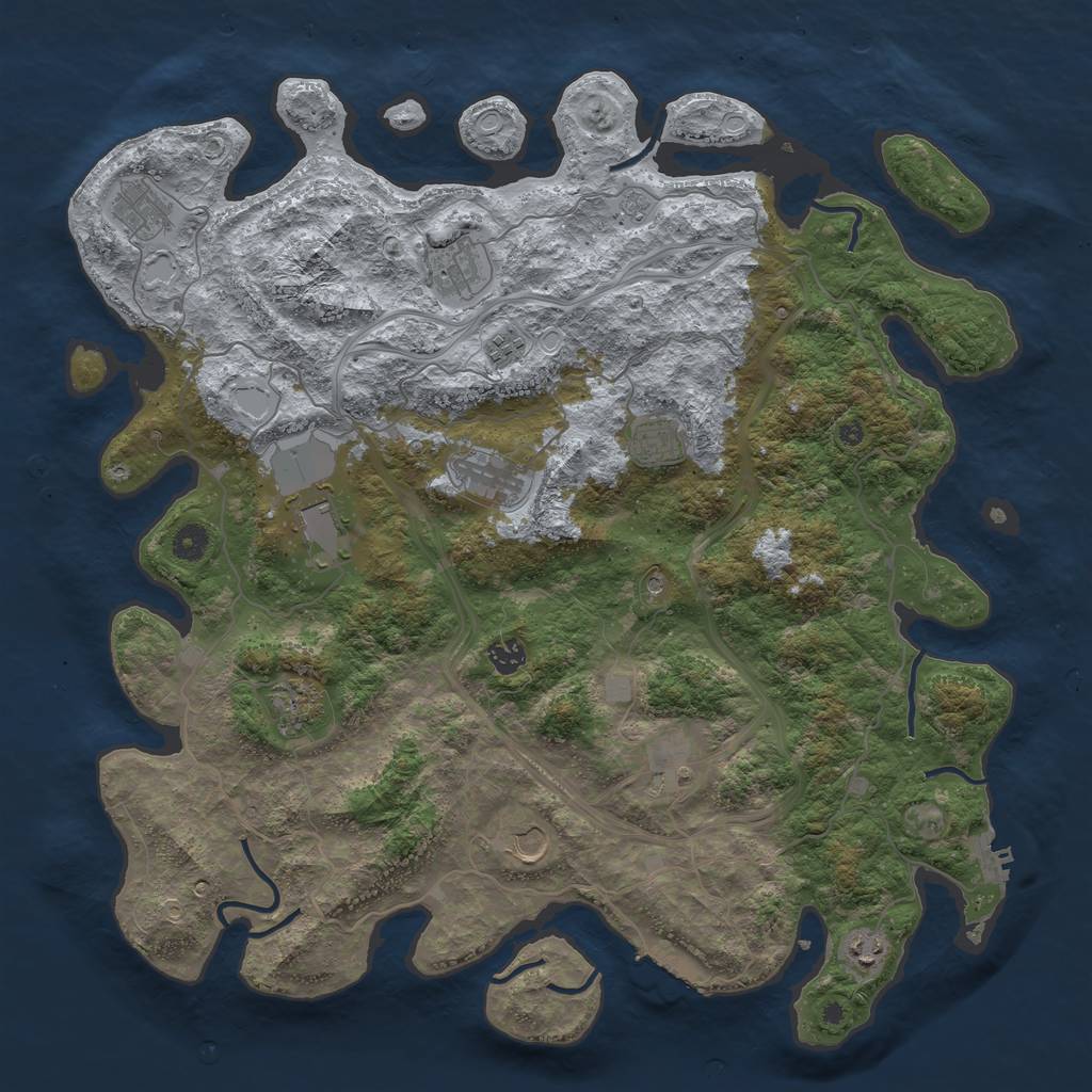 Rust Map: Procedural Map, Size: 4500, Seed: 58212069, 20 Monuments