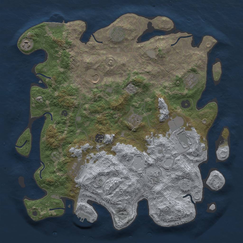 Rust Map: Procedural Map, Size: 4000, Seed: 423931105, 19 Monuments