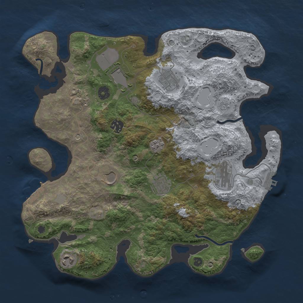 Rust Map: Procedural Map, Size: 3500, Seed: 1995580707, 18 Monuments