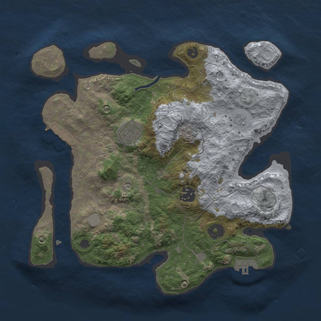 Rust Map: Procedural Map, Size: 3000, Seed: 28373, 12 Monuments