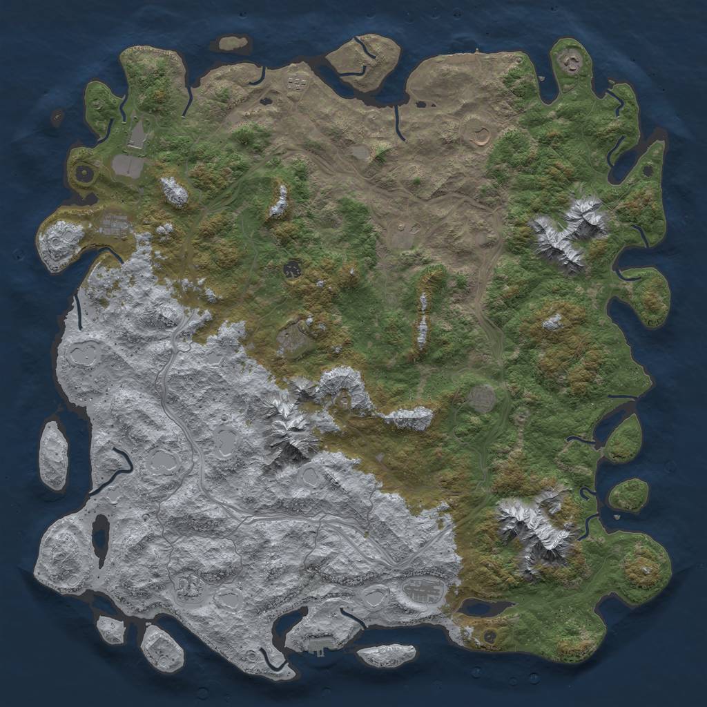 Rust Map: Procedural Map, Size: 6000, Seed: 1860706191, 20 Monuments