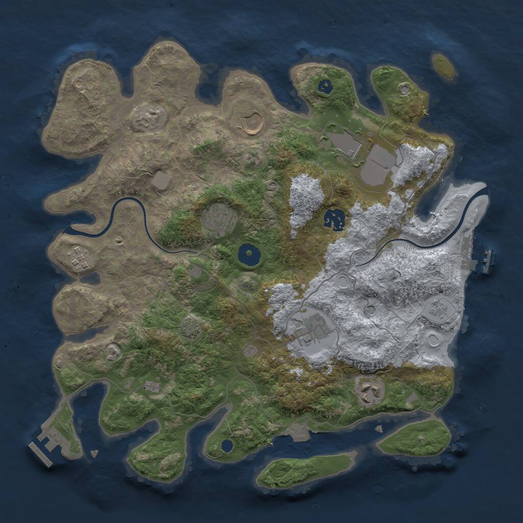 Rust Map: Procedural Map, Size: 3500, Seed: 51084086, 13 Monuments