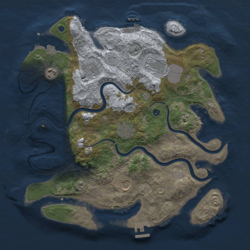 Rust Map: Procedural Map, Size: 3500, Seed: 2685705, 12 Monuments