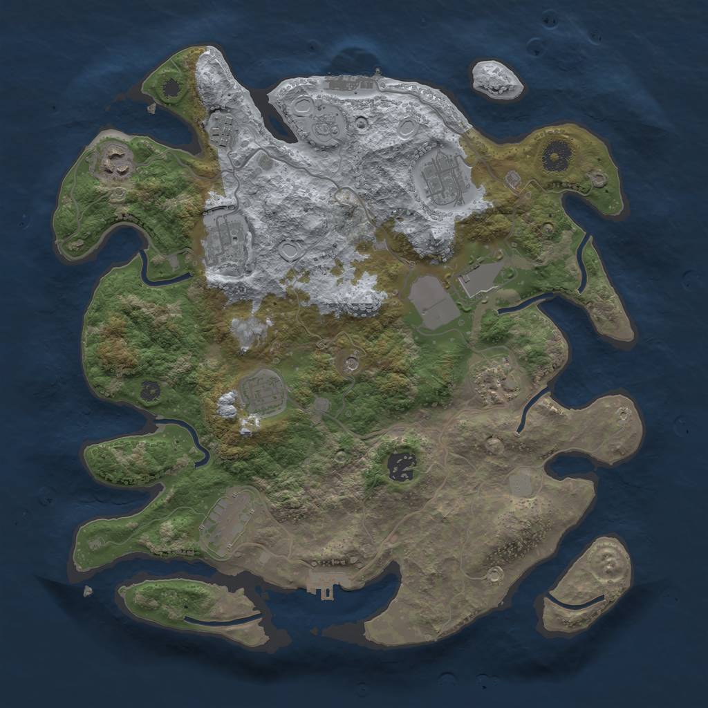Rust Map: Procedural Map, Size: 3500, Seed: 2685705, 18 Monuments