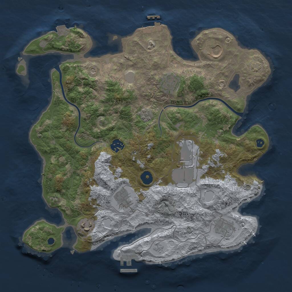 Rust Map: Procedural Map, Size: 3500, Seed: 25561056, 14 Monuments