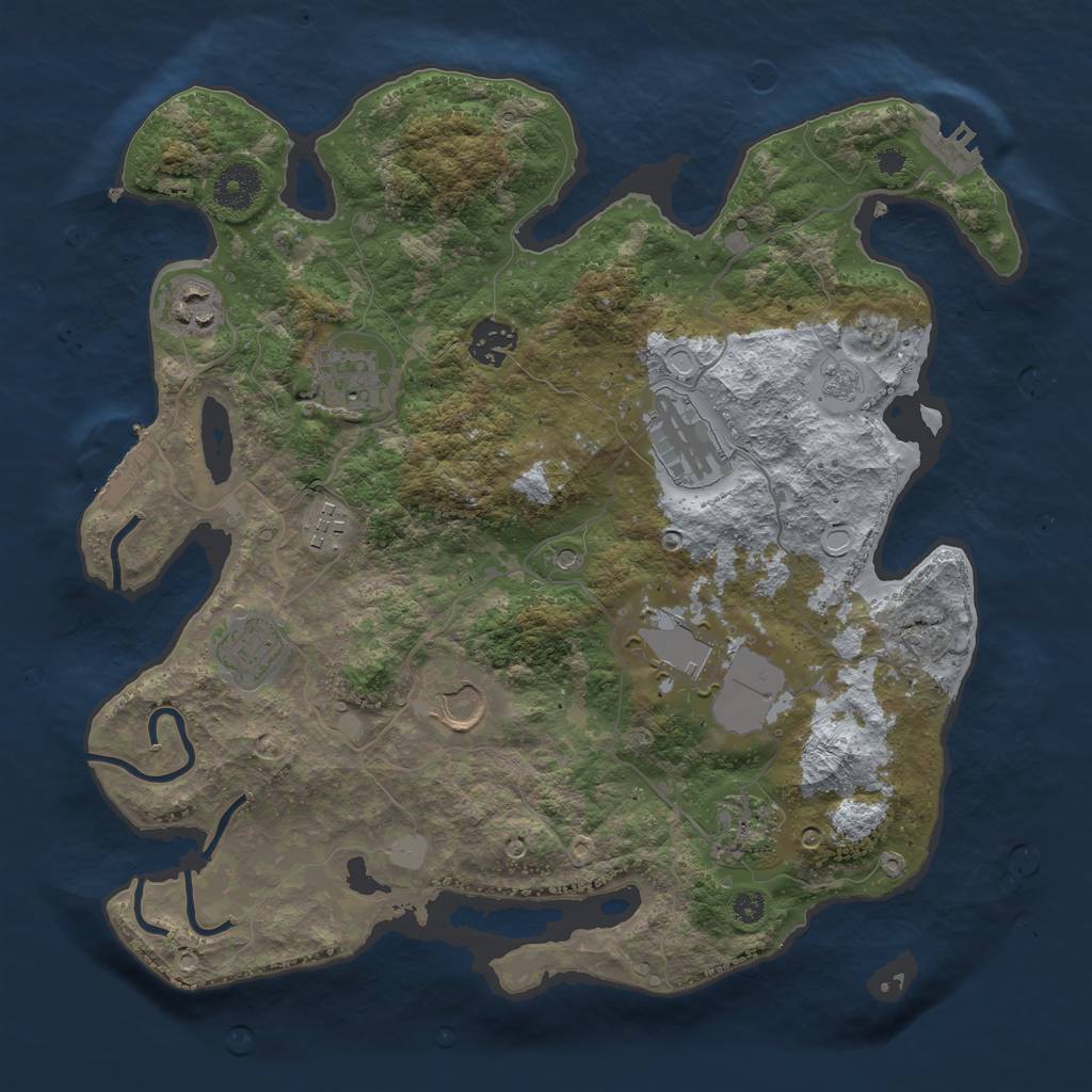 Rust Map: Procedural Map, Size: 3500, Seed: 92796267, 18 Monuments