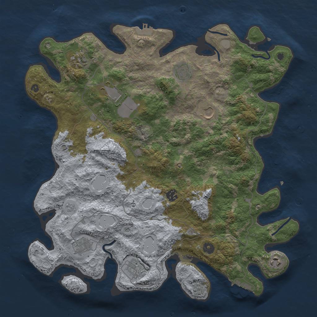 Rust Map: Procedural Map, Size: 4100, Seed: 8888, 18 Monuments