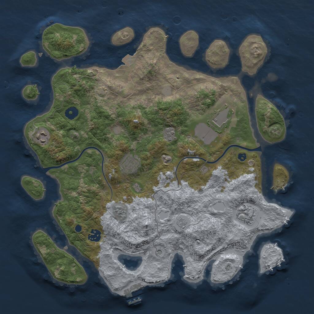 Rust Map: Procedural Map, Size: 3700, Seed: 1784716929, 11 Monuments