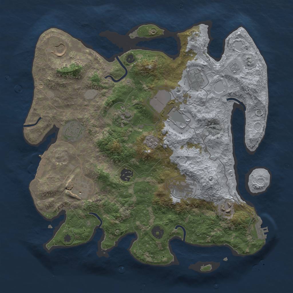 Rust Map: Procedural Map, Size: 3500, Seed: 74281836, 18 Monuments