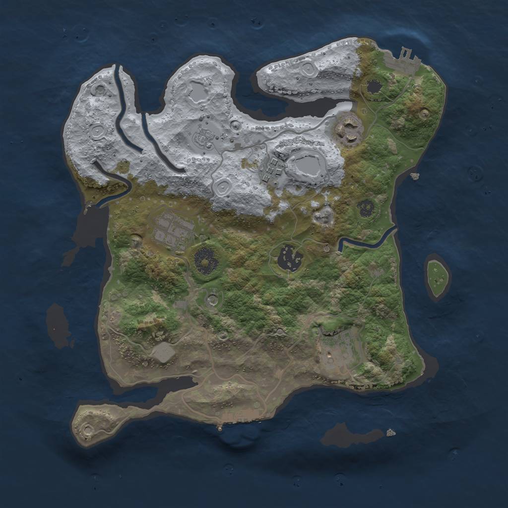 Rust Map: Procedural Map, Size: 3000, Seed: 740585793, 14 Monuments